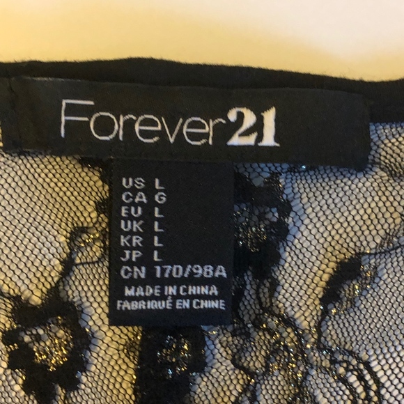 Forever 21 Black & Gold Floral Lace Shirt (Large) - Picture 5 of 6